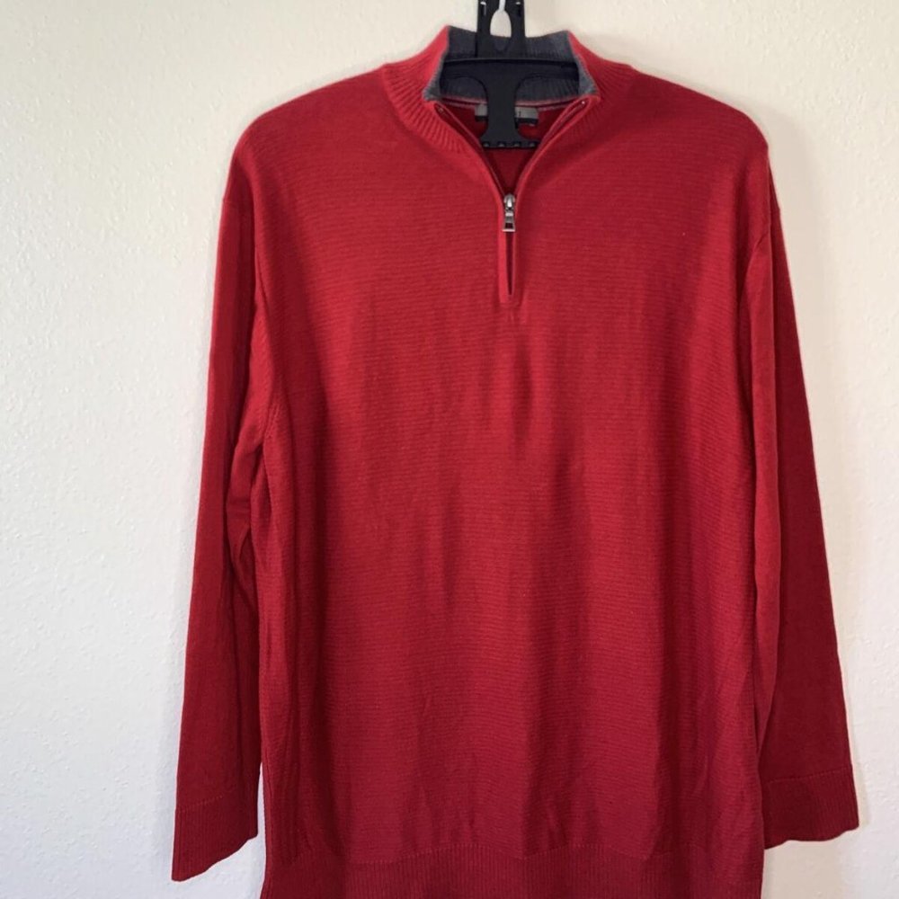 Alfani Big & Tall Men's Sweater Size 2XB 1/4 Zip Mock Neck Pullover Knit Red
